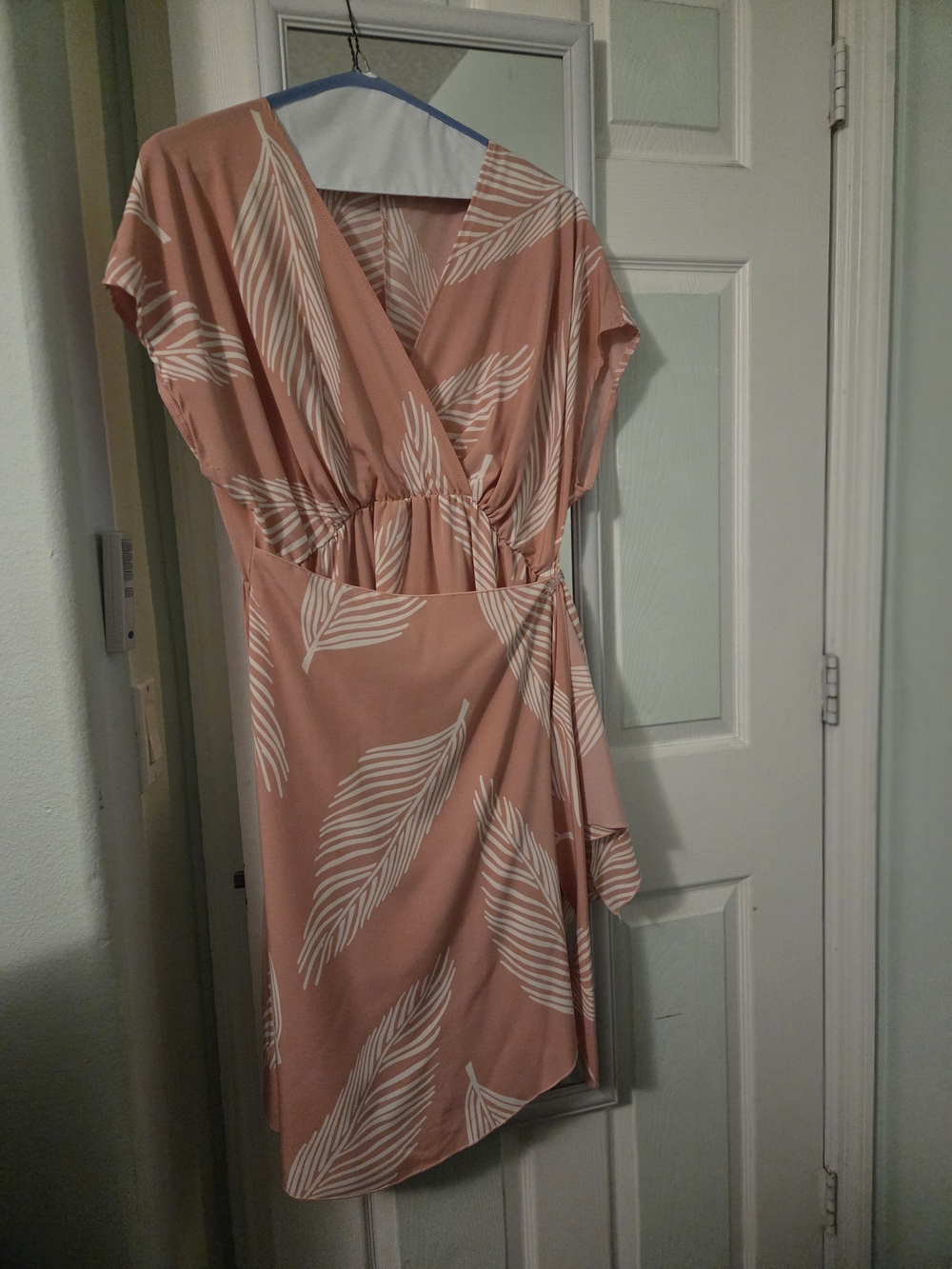 Women's Pink & White Midi Wrap Dress